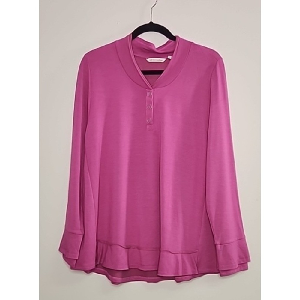 Soft Surroundings Womens XL Purple Henley Oversized Minimal Comfort Minimal Cozy - Picture 1 of 9